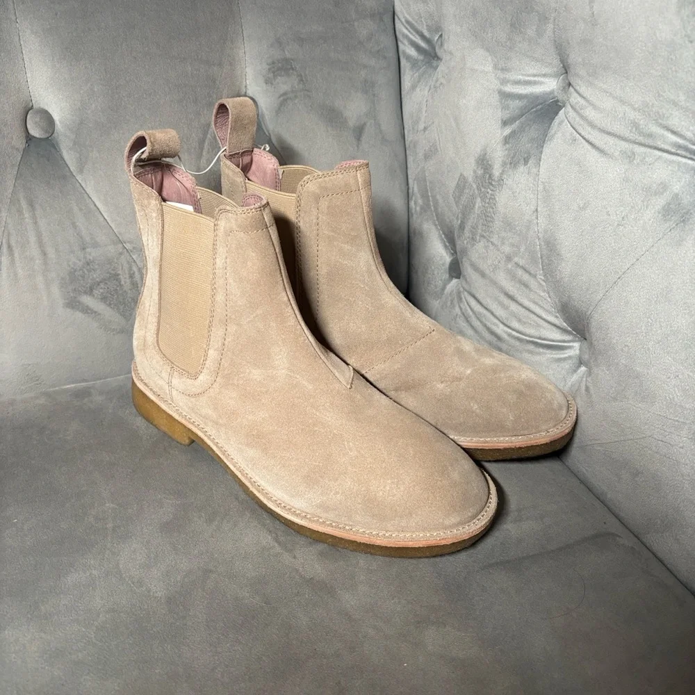 CIVIL REGIME  Men's Cream Leather‎ Crepe Sole Unit Chelsea Boots